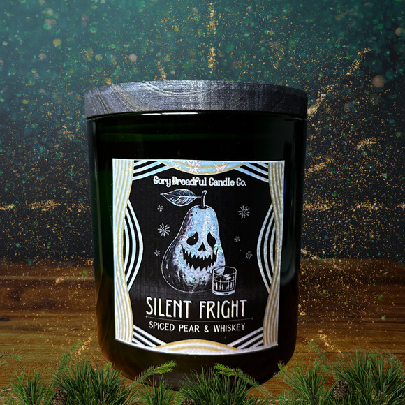 Silent Fright Luxury Crackling Wooden Wick Candle: Spiced Pear & Whiskey Scent - Picture 4 of 9